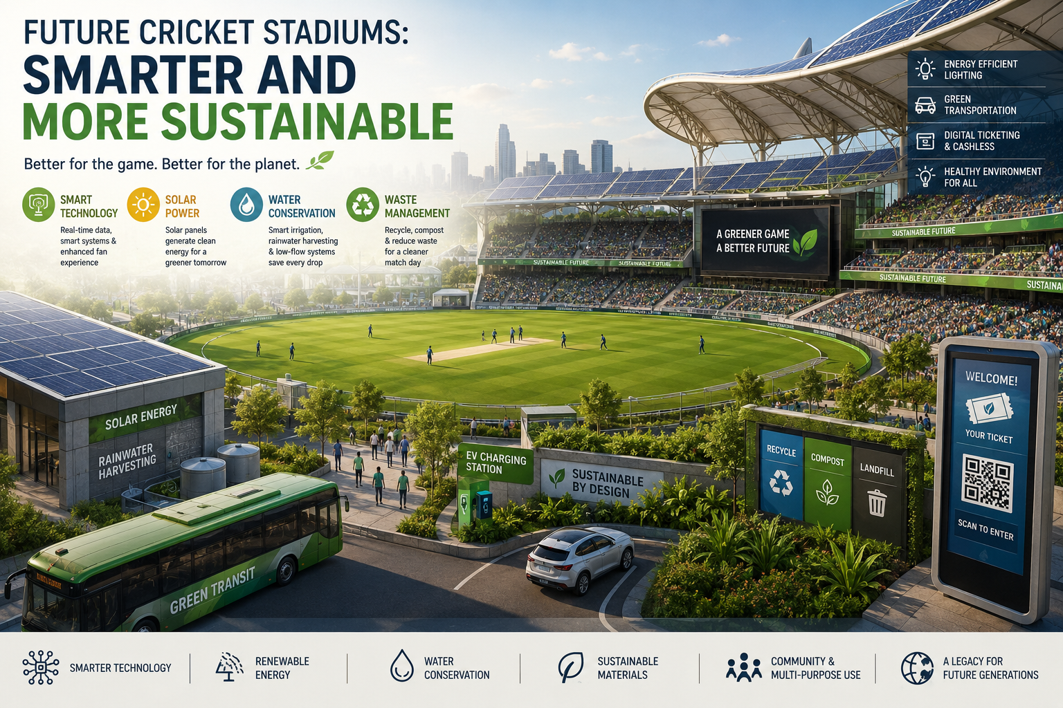 Future Cricket Stadiums: Smarter and More Sustainable