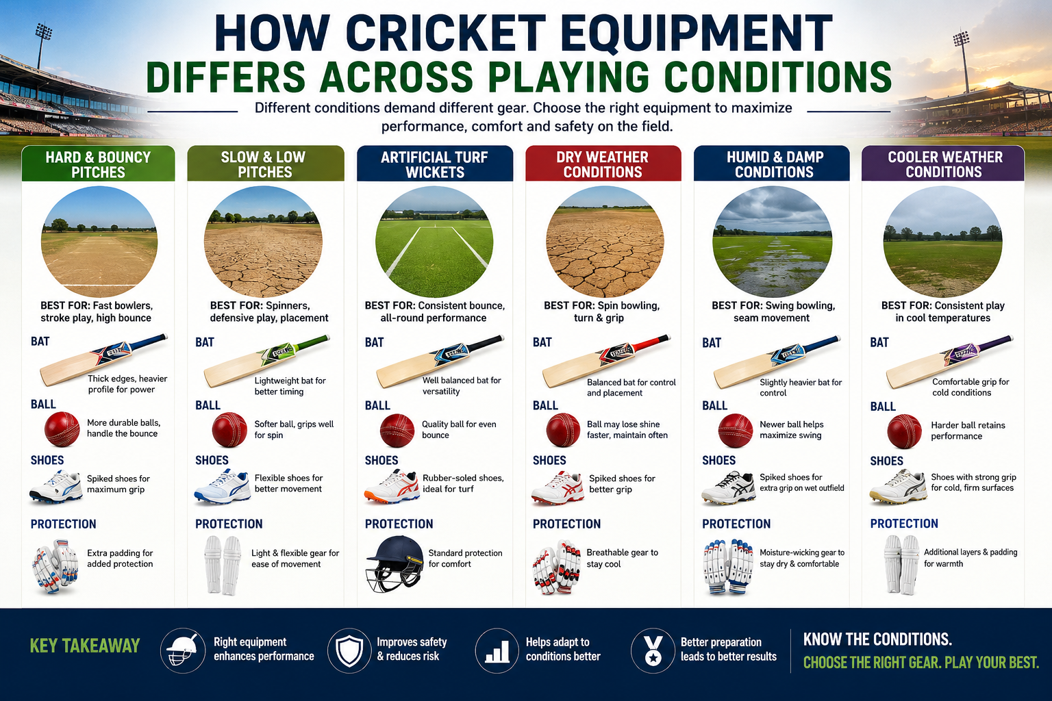 How Cricket Equipment Differs Across Playing Conditions