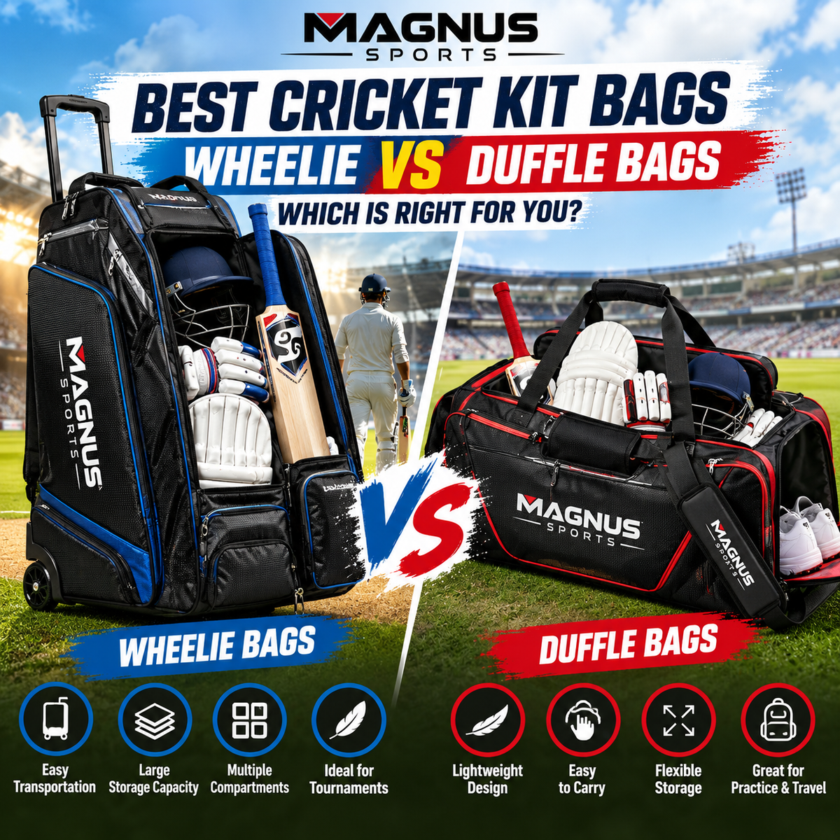 Best Cricket Kit Bags: Wheelie vs Duffle Bags