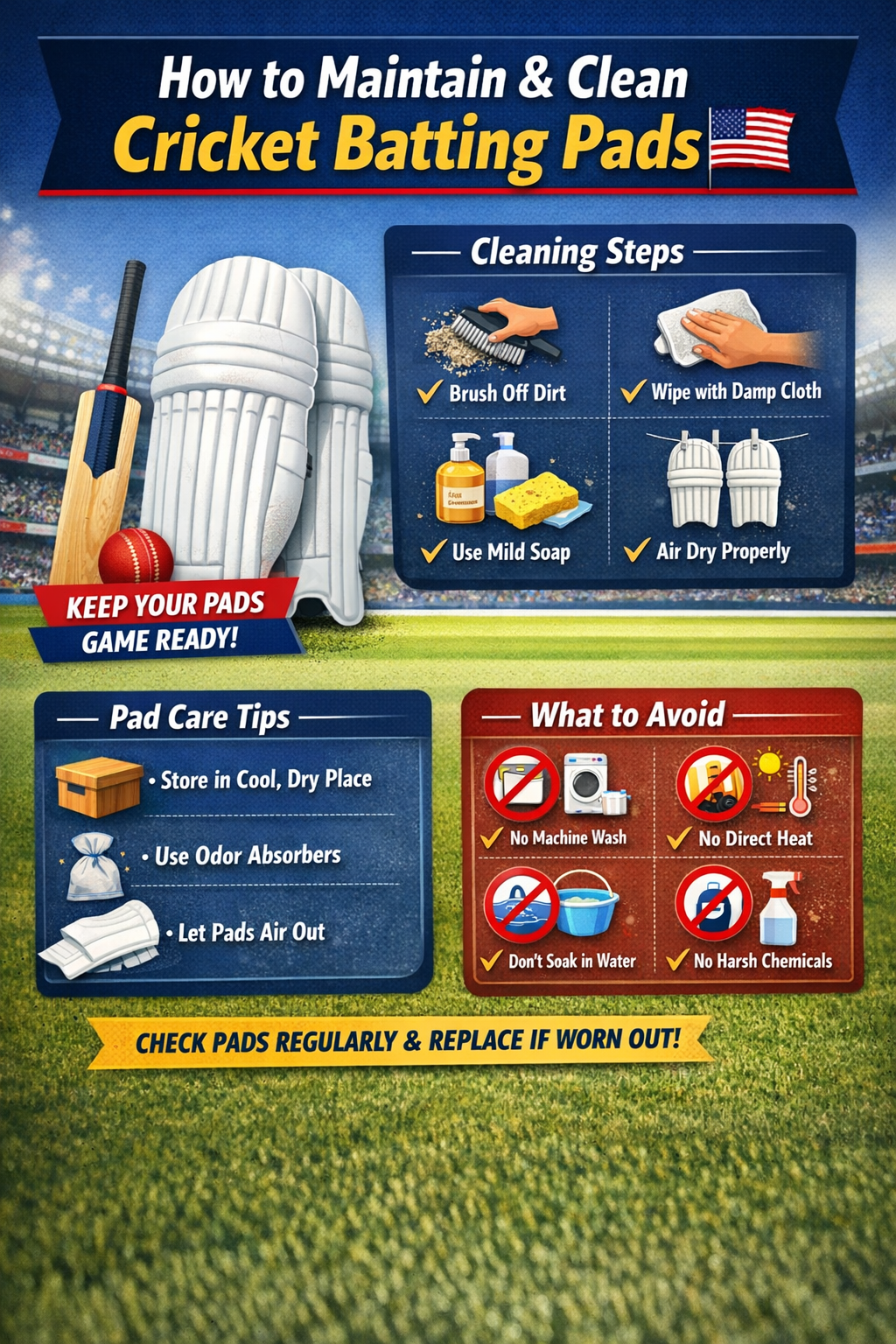 How to Maintain and Clean Cricket Batting Pads