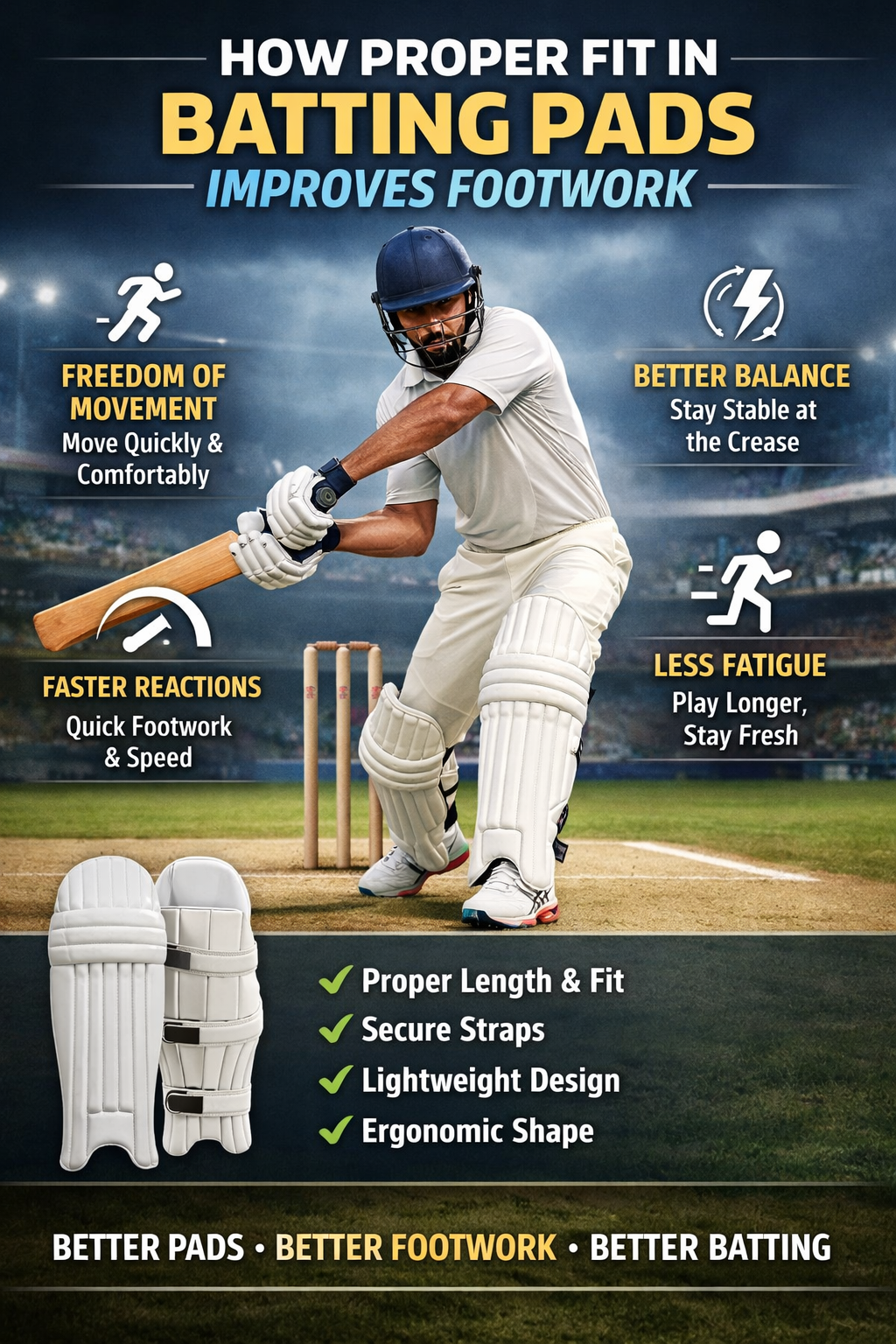 How Proper Fit in Batting Pads Improves Footwork