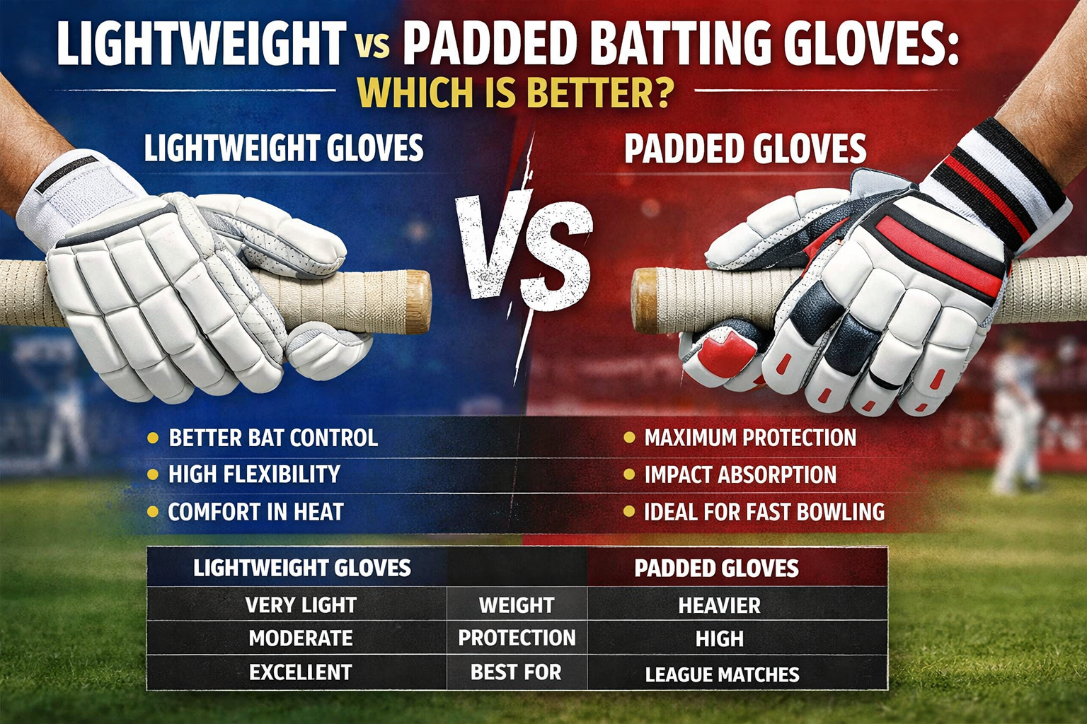 Lightweight vs Padded Batting Gloves: Which Is Better?