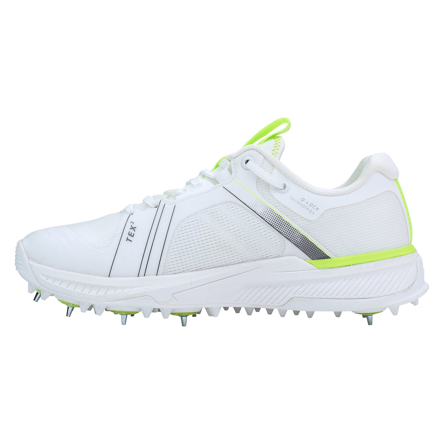KC Players Cricket Shoes Spike - White/Lime - Magnus Cricket