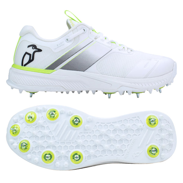 KC Players Cricket Shoes Spike - White/Lime - Magnus Cricket